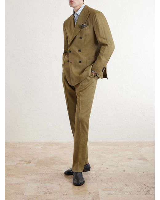 Boglioli Natural Wool And Linen-blend Straight Leg Trousers for men