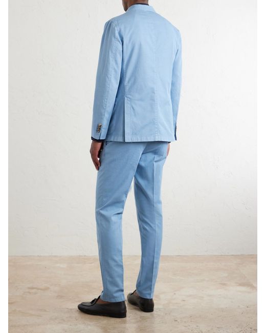 Boglioli Blue Stretch Cotton And Linen-Blend Suit Jacket for men