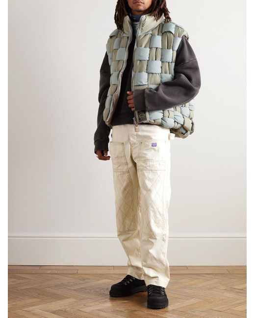 Kapital Natural Lumber Tapered Embroidered Cotton-Canvas Cargo Trousers for men
