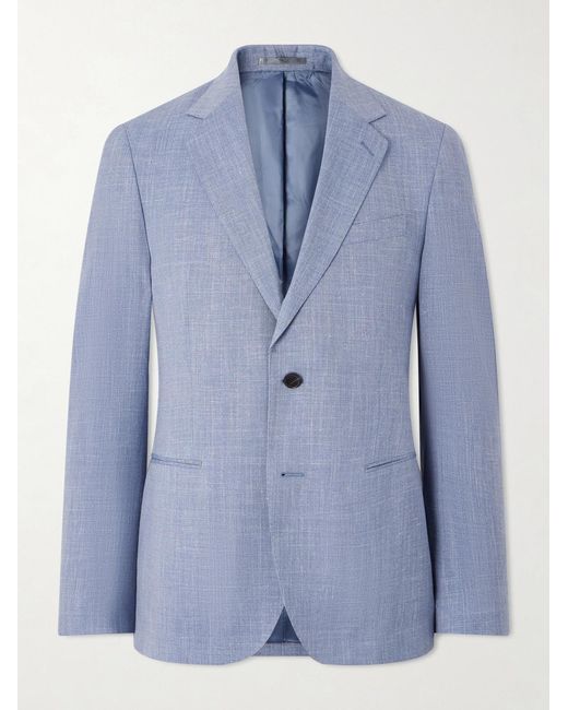 Mr P. Blue Wool, Silk And Linen-Blend Suit Jacket for men