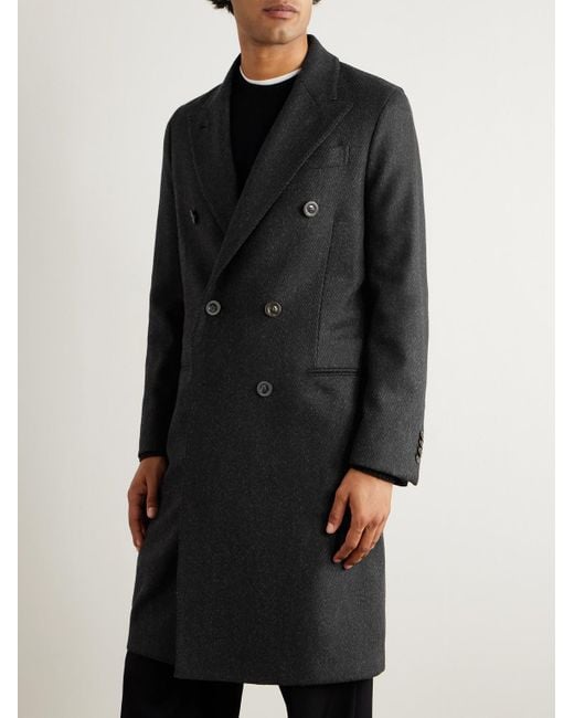Boglioli Black Double-Breasted Wool-Blend Coat for men