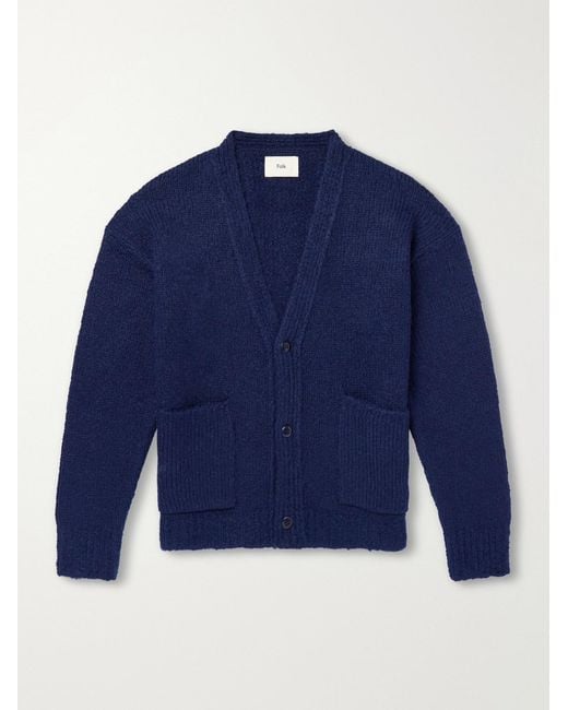Folk Blue Knitted Cardigan for men