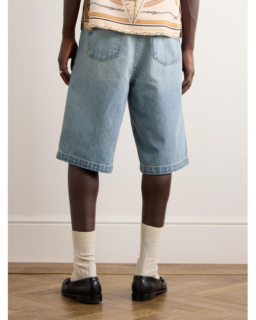Rhude Blue Straight-leg Denim Shorts for men
