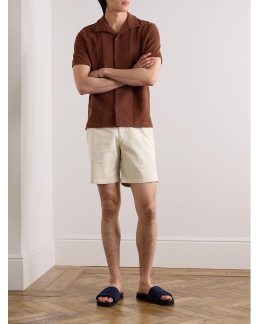 Mr P. Natural Straight-leg Garment-dyed Organic Cotton-blend Twill Shorts for men