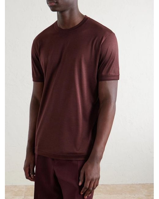 Dolce & Gabbana Red Silk-Jersey T-Shirt for men