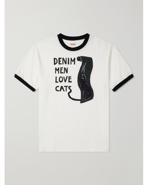 Kapital Natural Embellished Printed Cotton-Jersey T-Shirt for men