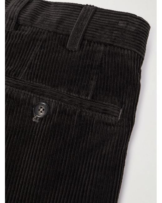 Incotex Black Straight-Leg Cotton-Blend Corduroy Trousers for men