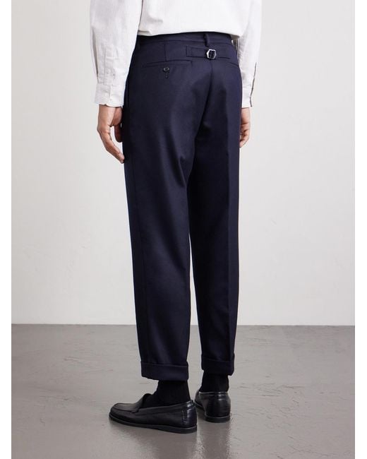 Beams Plus Blue Ivy Cropped Tapered Brushed Wool-blend Twill Suit Trousers for men
