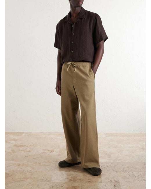 James Perse Brown Convertible-collar Linen Shirt for men