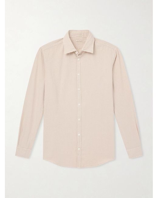 Massimo Alba Natural Genova Striped Cotton-Seersucker Shirt for men