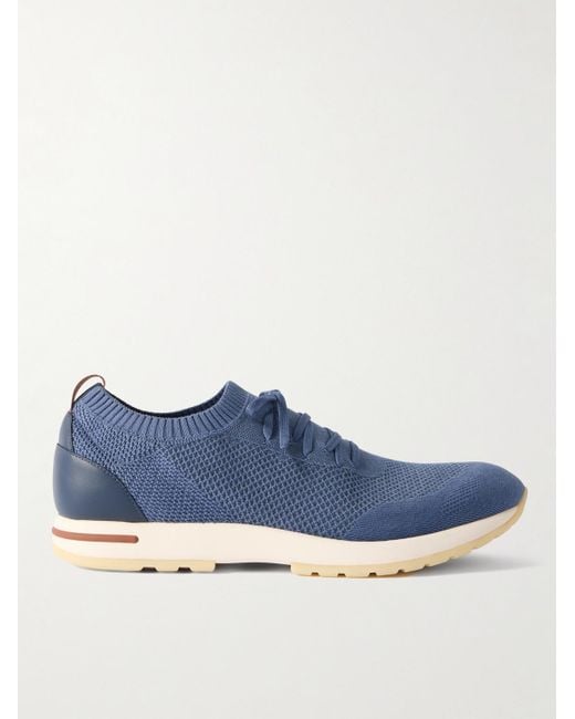 Loro Piana Blue 360 Flexy Leather-Trimmed Knitted Wish Wool Sneakers for men