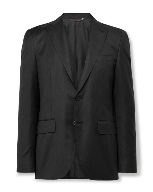 Canali Black Kei Slim-fit Unstructured Super 150s Wool Blazer for men