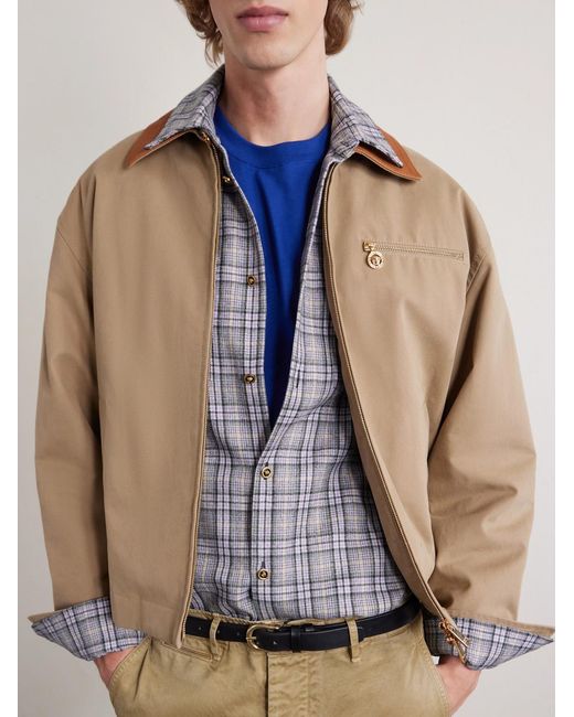 Versace Brown Checked Wool-Flannel Shirt for men