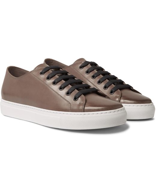 Paul Smith Brown Sotto Burnished-leather Sneakers for men