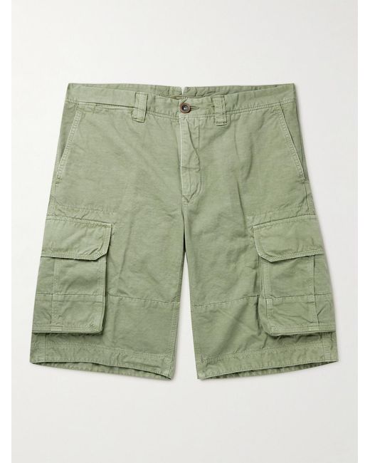 Slowear Green Cotton And Linen-Blend Cargo Shorts for men