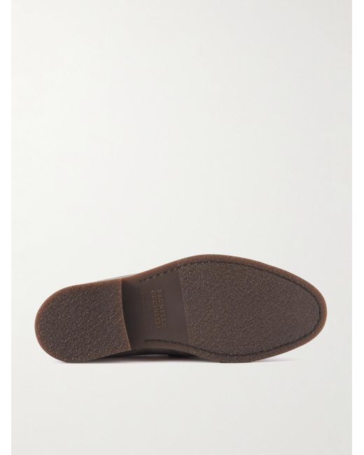 Brunello Cucinelli Brown Suede Penny Loafers for men