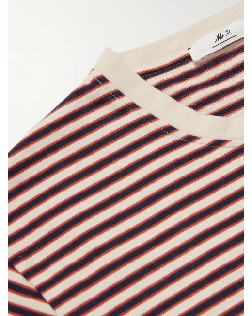 Mr P. Red Striped Organic Cotton-jersey T-shirt for men