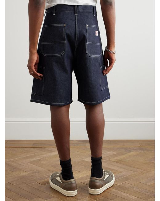 SAINT Mxxxxxx Blue Straight-Leg Logo-Appliquéd Denim Shorts for men