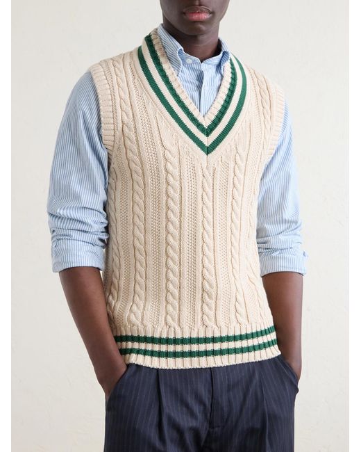 Drake's Natural Cricket Knitted Cotton And Cashmere-Blend Vest for men