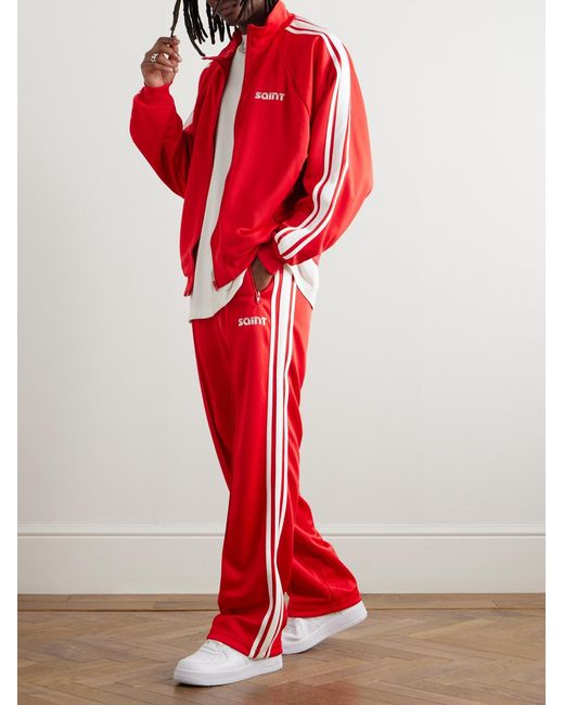 SAINT Mxxxxxx Red Striped Jersey Straight-Leg Track Pants for men