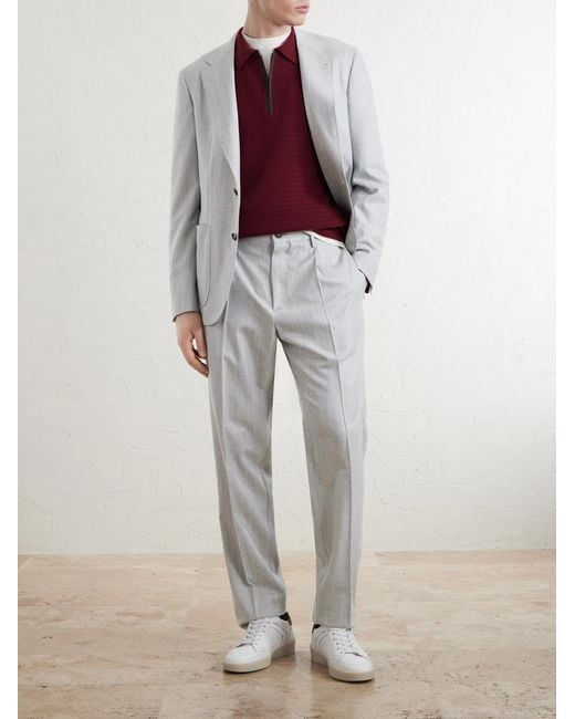 Canali Gray Straight-Leg Wool Trousers for men