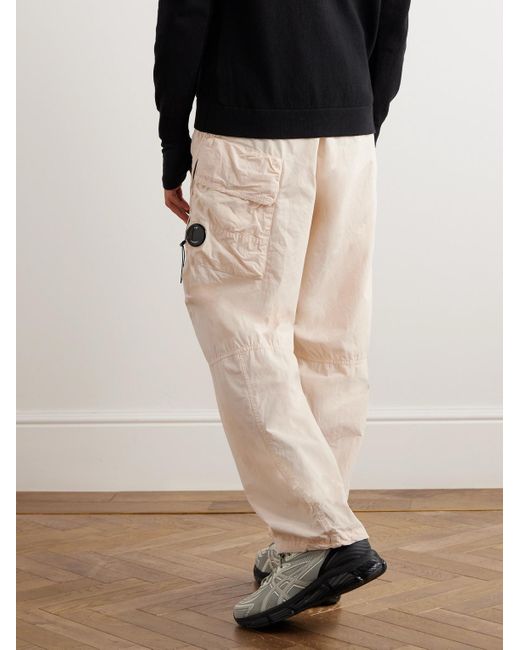 C P Company Natural Wide-leg Cotton Cargo Trousers for men