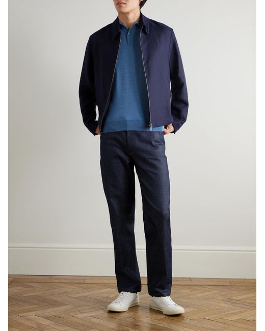 John Smedley Blue Leyburn Merino Wool And Sea Island Cotton-Blend Gauze Polo Shirt for men