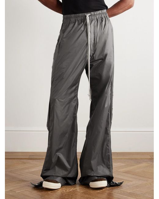 Rick Owens Gray Pusher Wide-Leg Nylon-Canvas Drawstring Trousers for men