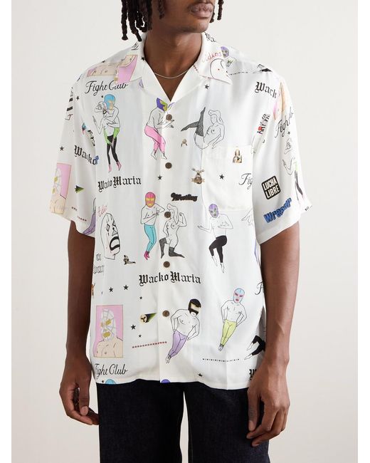 Wacko Maria Gray Type-10 Convertible-collar Printed Matte-satin Twill Shirt for men