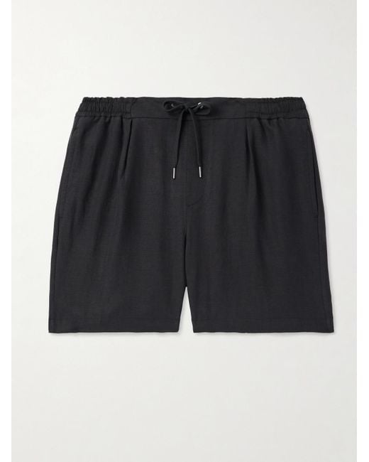 Ralph Lauren Black Dorest Straight-leg Pleated Silk And Linen-blend Drawstring Shorts for men
