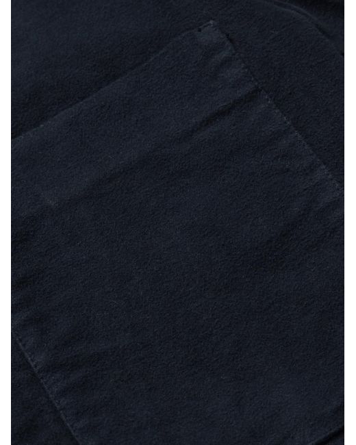 Barena Blue Garment-dyed Cotton-blend Moleskin Overshirt for men