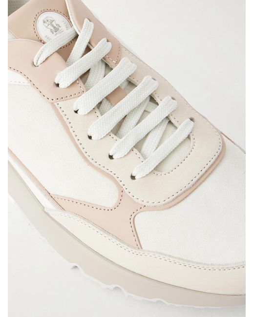 Brunello Cucinelli Natural Leather And Suede Sneakers for men