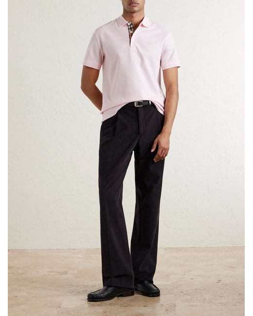 Burberry Pink Eddie Ekd Cotton Polo Shirt for men