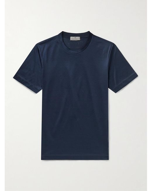 Canali Blue Slim-Fit Mercerised Cotton-Jersey T-Shirt for men