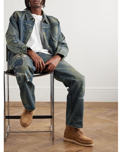 Neighborhood Blue Savage Wide-Leg Distressed Jeans for men