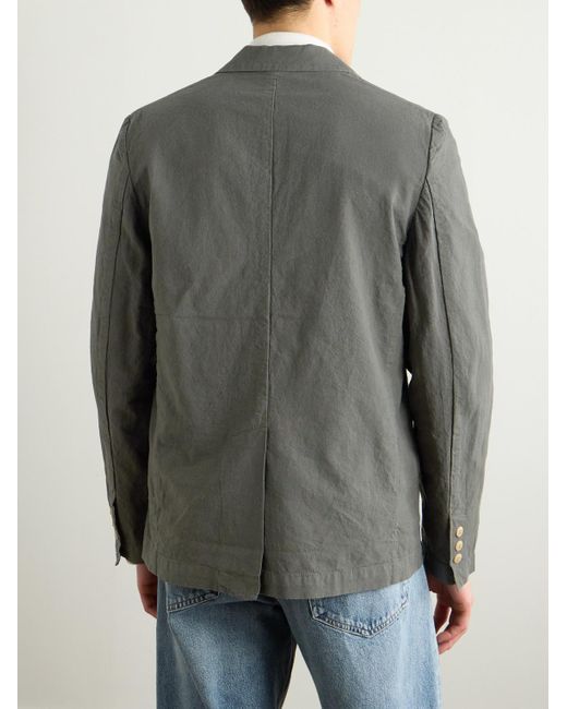 Folk Green Linen And Cotton-Blend Blazer for men