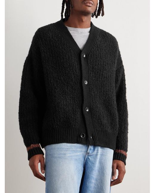 A Kind Of Guise Black Ribbed-Knit Virgin Wool-Blend Cardigan for men