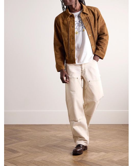 CHERRY LA Brown Suede Trucker Jacket for men