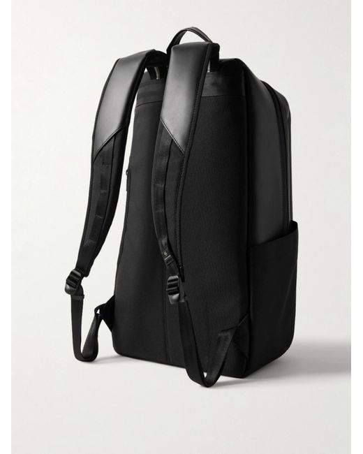 Master Piece Black Slick Logo-Appliquéd Leather And Cordura Ballistic Nylon Backpack for men