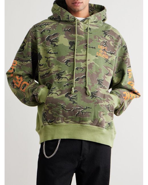 GALLERY DEPT. Green Camouflage And Logo-Print Cotton-Jersey Hoodie for men