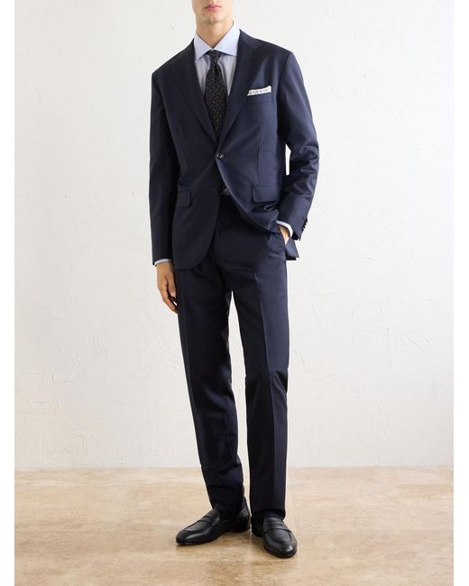 Brioni Blue Plume Wool And Mohair-Blend Suit Jacket for men