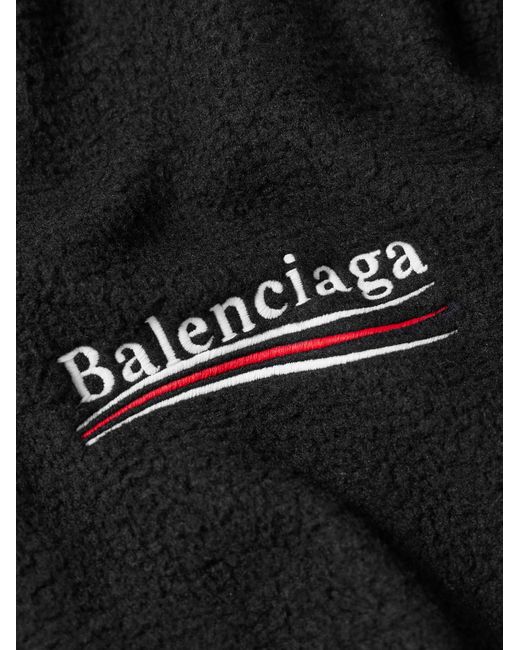 Balenciaga Black Oversized Logo-embroidered Fleece Jacket for men