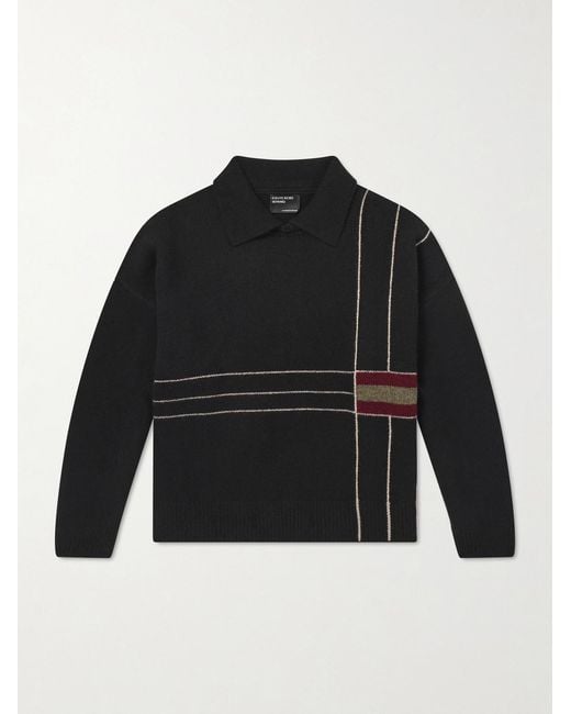 Enfants Riches Deprimes Black Bauhaus Student Intarsia Cashmere Polo Sweater for men