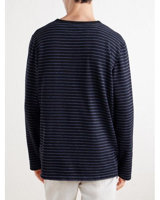 Folk Blue Striped Cotton T-shirt for men