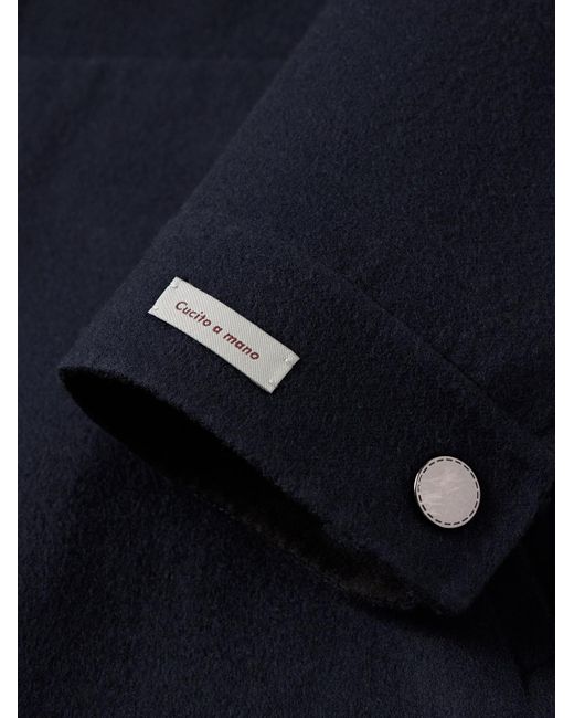Canali Wendbare Hemdjacke aus doppelseitigem Wollfilz in Blue für Herren