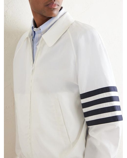 Thom Browne White Striped Ripstop Track Jacket for men