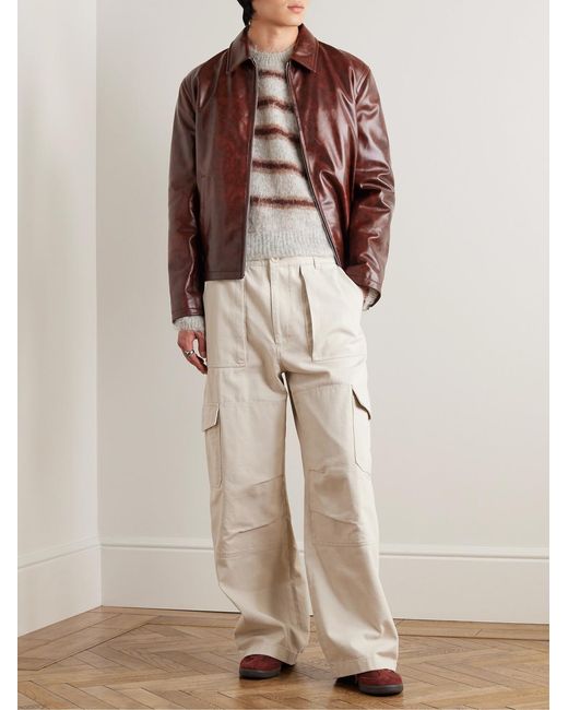 Acne Brown Leather Blouson Jacket for men
