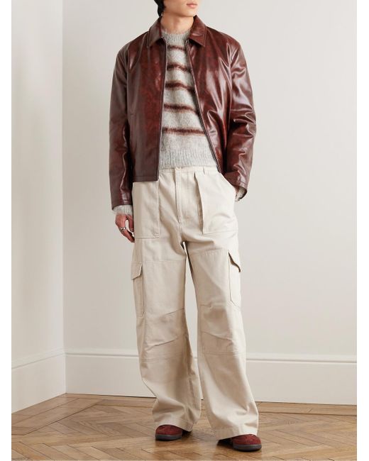 Acne Brown Leather Blouson Jacket for men