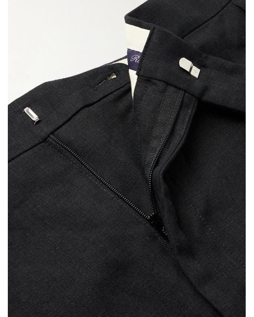 Ralph Lauren Purple Label Black Gregory Straight-leg Pleated Linen Trousers for men
