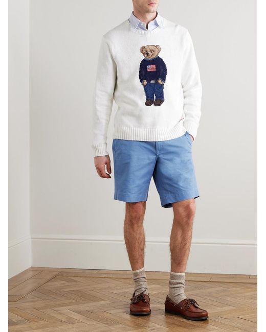 Polo Ralph Lauren Blue Bedford Straight-Leg Cotton Oxford Shorts for men